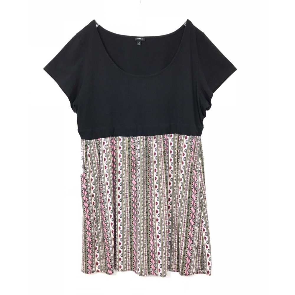 Torrid black boho print dress with pockets Sz 4 X